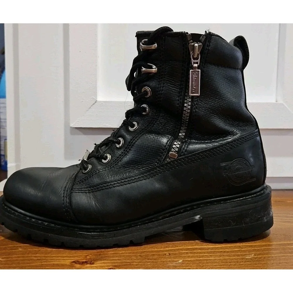 Men's Milwaukee Leather #MB408 Black Lace-Up Boots Motorcycle Work Size 9D‎